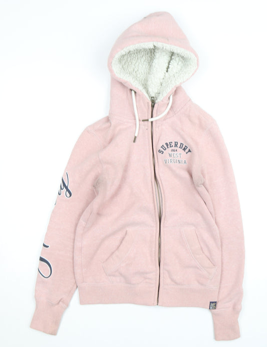 Superdry Girls Pink Full Zip Fleece Lined Hoodie Size 10 Years