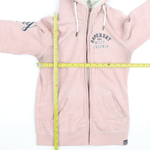Superdry Girls Pink Full Zip Fleece Lined Hoodie Size 10 Years