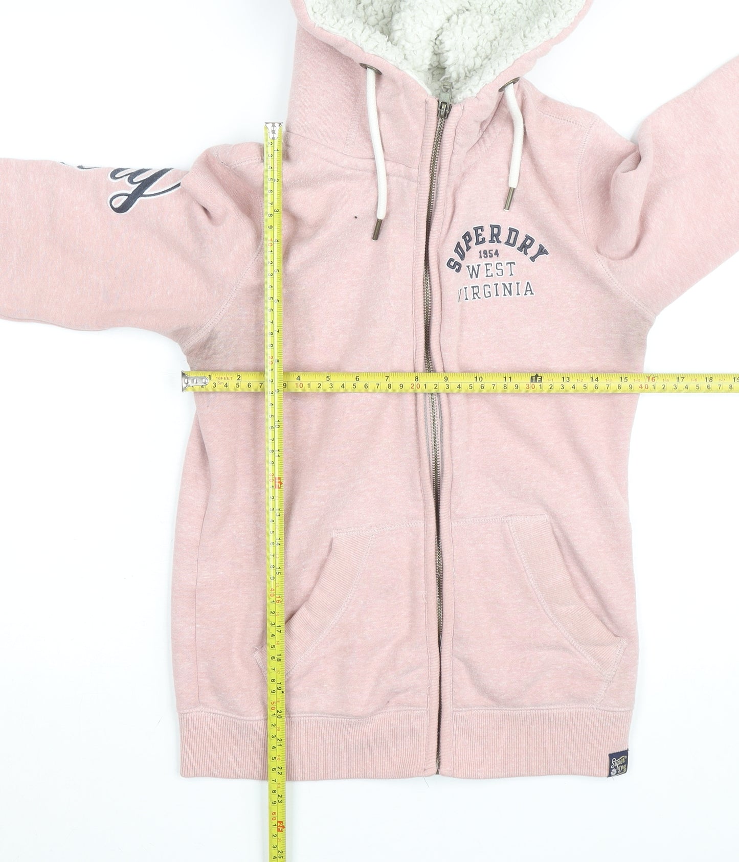 Superdry Girls Pink Full Zip Fleece Lined Hoodie Size 10 Years