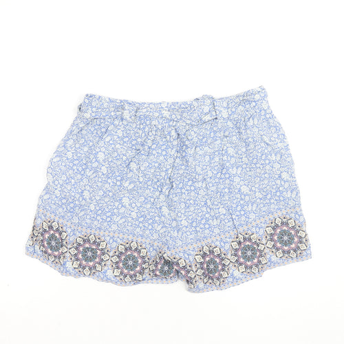 New Look Women's Blue Floral Viscose Paperbag Shorts Size 14
