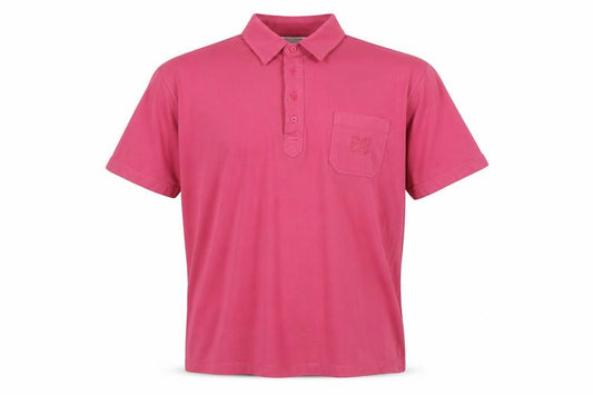 Front view of St Bernard Men’s Pink Cotton Blend Short Sleeve Polo Shirt XL