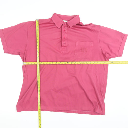 St. Bernard Men’s Pink Cotton Blend Short Sleeve Polo Shirt XL
