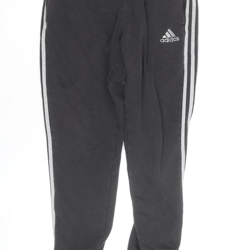 Adidas Womens Black Jogger Trousers Size M Elastic Waist Side Stripe