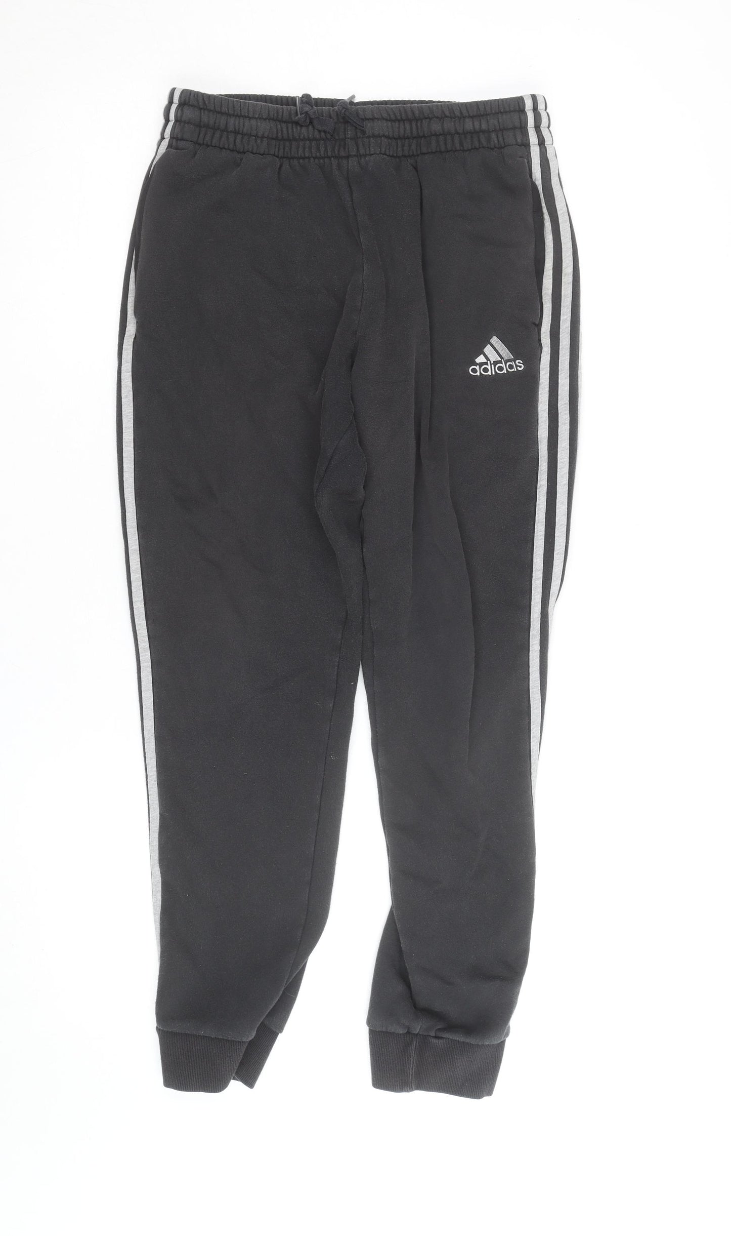 Adidas Womens Black Jogger Trousers Size M Elastic Waist Side Stripe