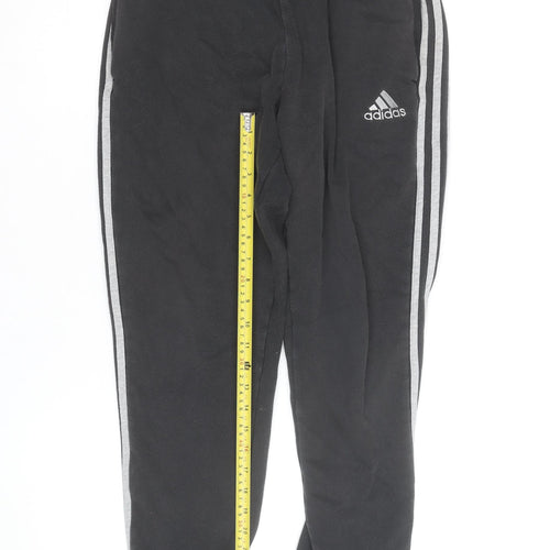 Adidas Womens Black Jogger Trousers Size M Elastic Waist Side Stripe