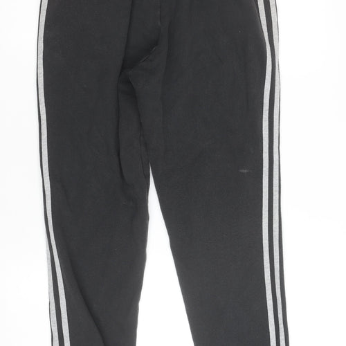 Adidas Womens Black Jogger Trousers Size M Elastic Waist Side Stripe