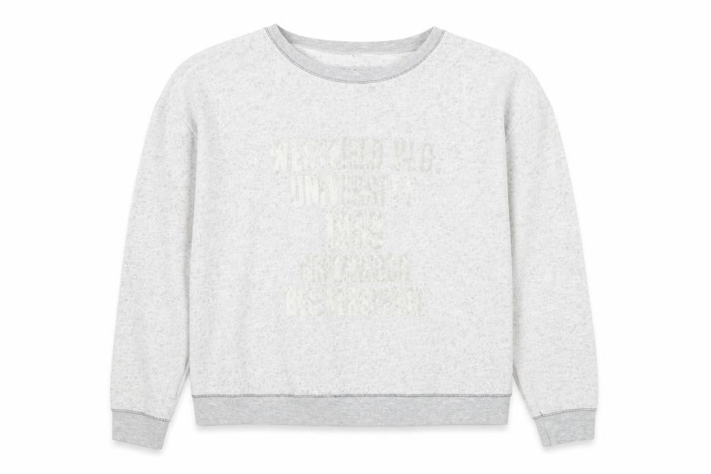 Front view of River Island Women's Grey Cotton Blend Pullover Sweatshirt, size 14