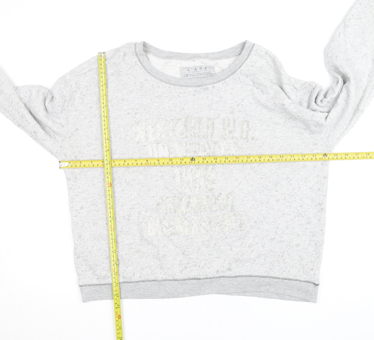 River Island Women's Grey Cotton Blend Pullover Sweatshirt Size 14