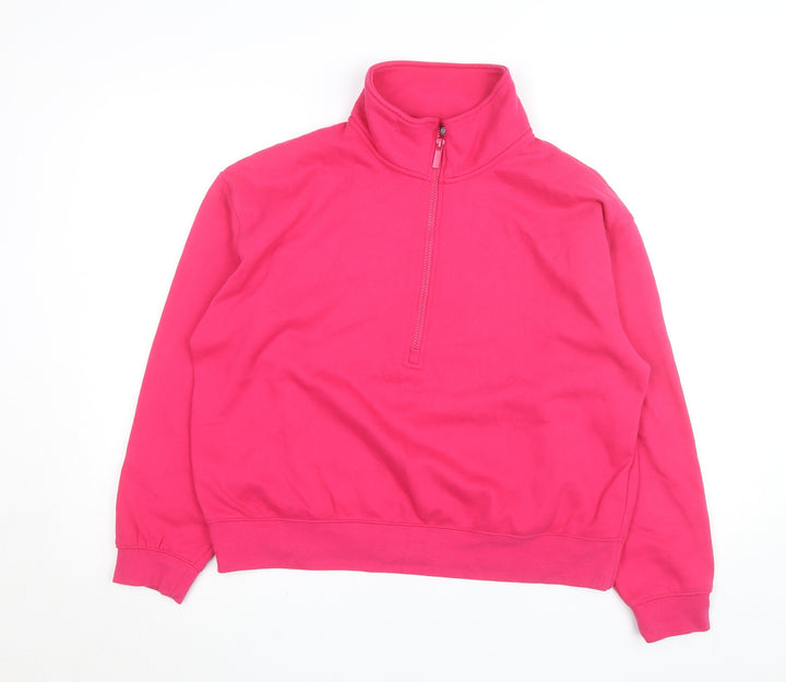 Dunnes Stores Women Pink Half Zip Fleece Activewear Jacket Size 16