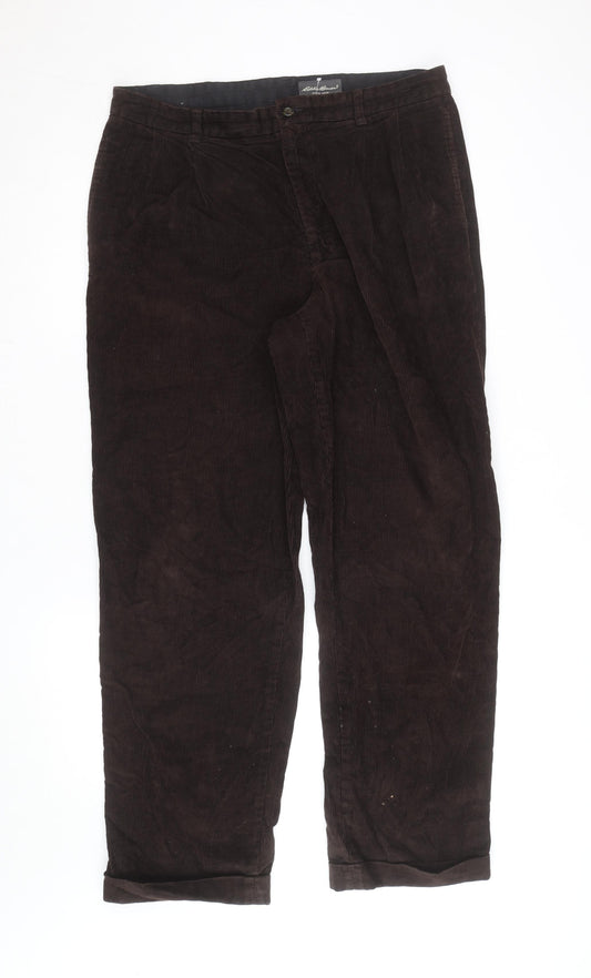 Eddie Bauer Men's Brown Corduroy Trousers 36x32 Regular Fit
