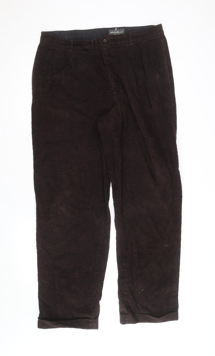 Eddie Bauer Men's Brown Corduroy Trousers 36x32 Regular Fit