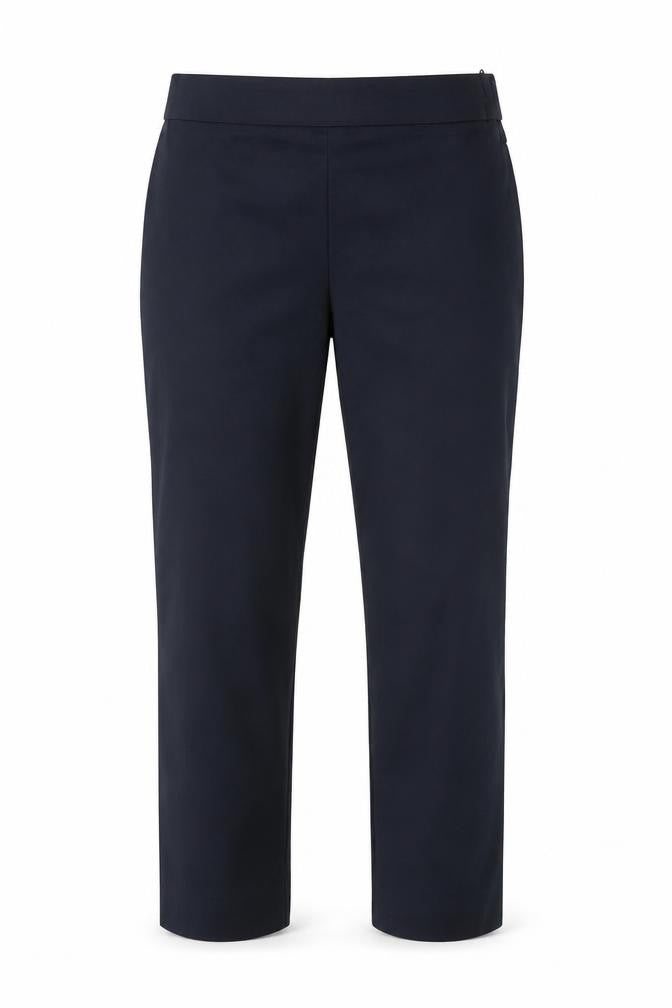 Front view of Savida Women’s Black Slim Twill Stretch Trousers, size UK 10