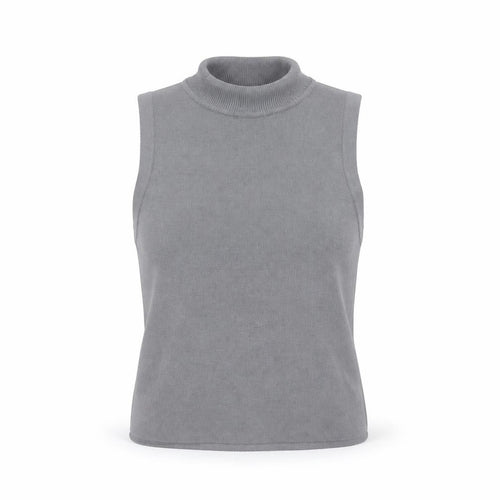 Zara Women Grey Sleeveless Mock Neck Knit Tank Top S