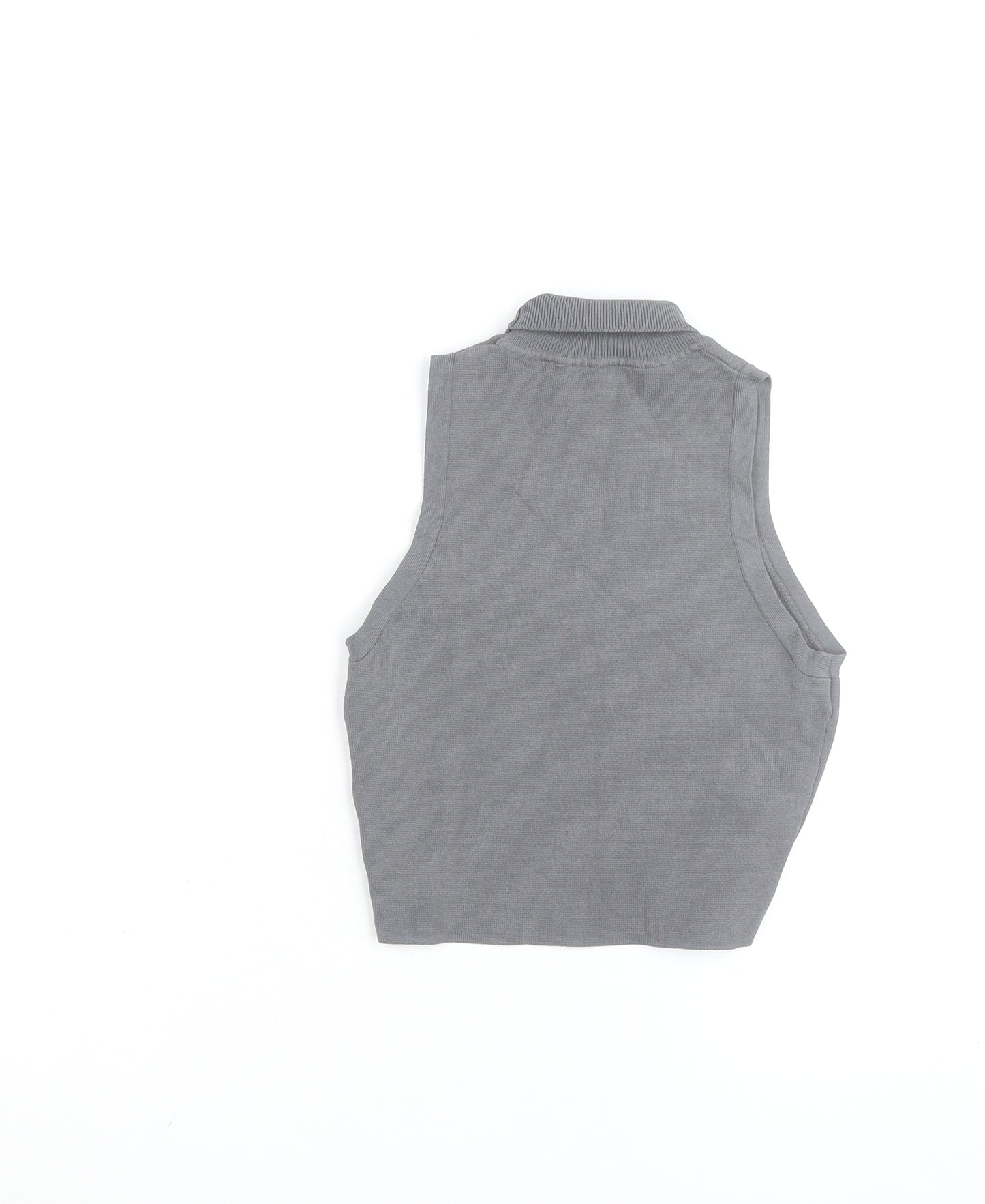 Zara Women Grey Sleeveless Mock Neck Knit Tank Top S