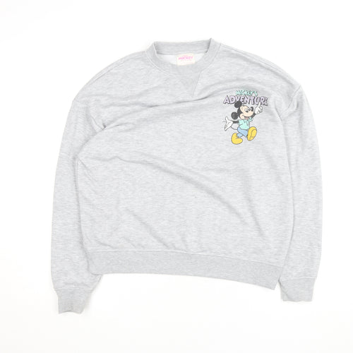 Disney Mickey & Friends Grey Sweatshirt Women 2XS Pullover Crew Neck