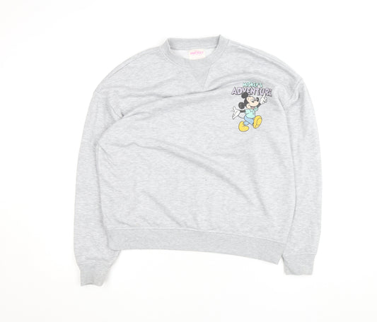 Disney Mickey & Friends Grey Sweatshirt Women 2XS Pullover Crew Neck