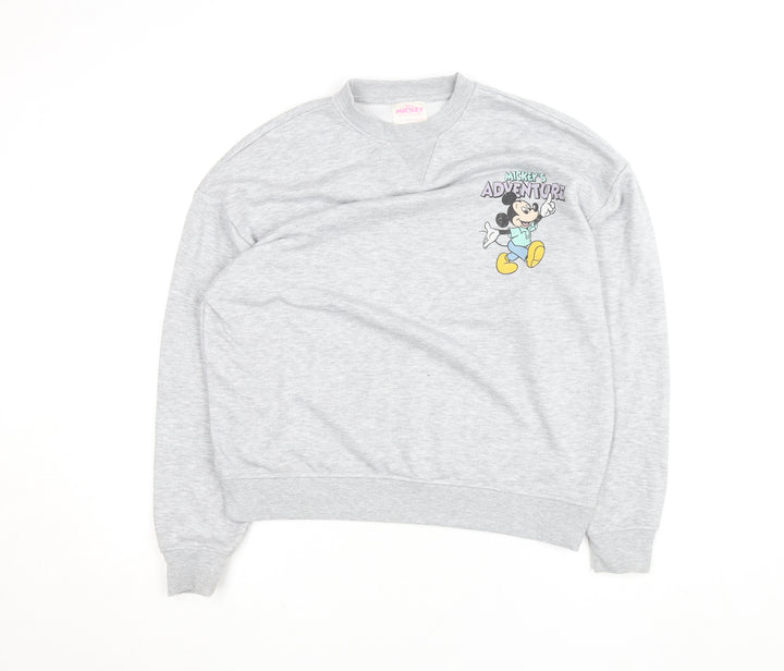 Disney Mickey & Friends Grey Sweatshirt Women 2XS Pullover Crew Neck