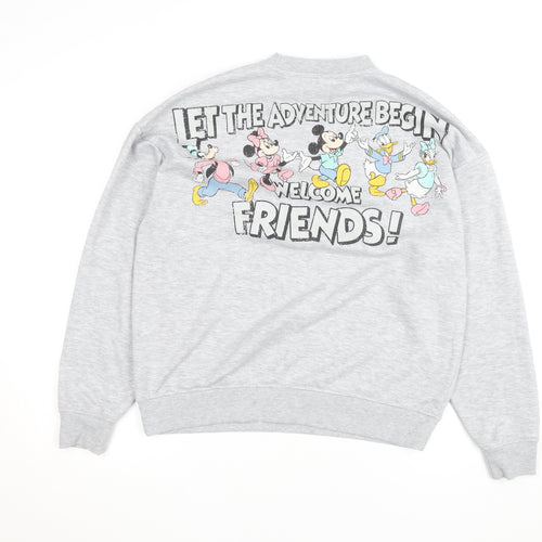 Disney Mickey & Friends Grey Sweatshirt Women 2XS Pullover Crew Neck