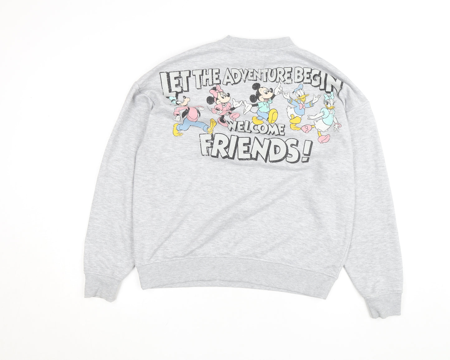 Disney Mickey & Friends Grey Sweatshirt Women 2XS Pullover Crew Neck