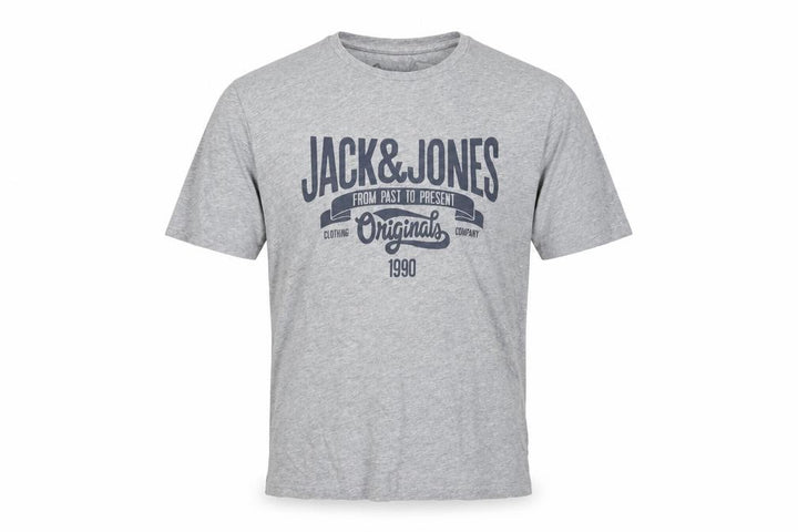 Jack & Jones Men's Grey Graphic Print Crew Neck T-Shirt Size L