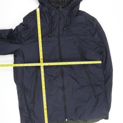 Jack & Jones Men's Blue Hooded Puffer Jacket L Water Resistant