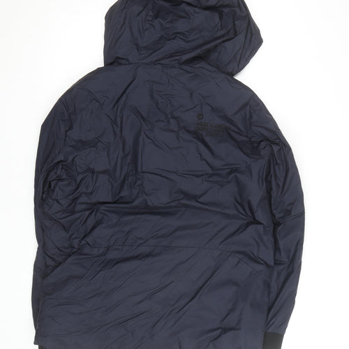 Jack & Jones Men's Blue Hooded Puffer Jacket L Water Resistant