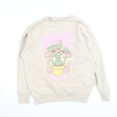Harry Potter Women Beige Mandrake Print Pullover Sweatshirt Size S 8-10