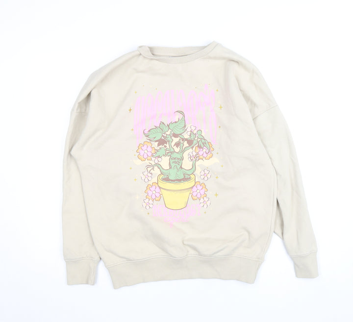 Harry Potter Women Beige Mandrake Print Pullover Sweatshirt Size S 8-10