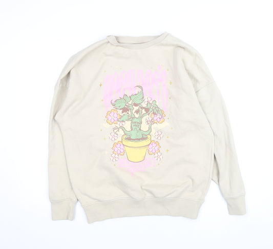 Harry Potter Women Beige Mandrake Print Pullover Sweatshirt Size S 8-10