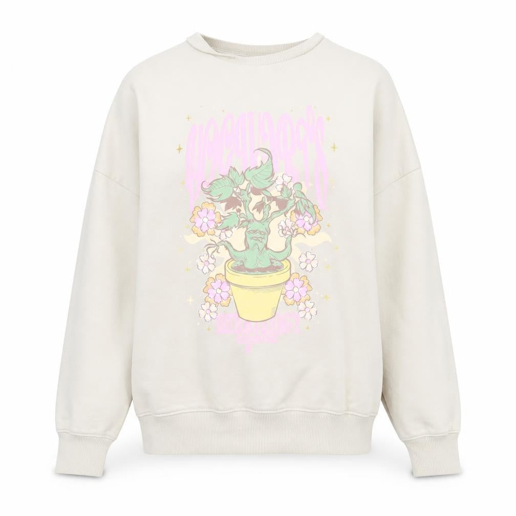 Front view of Harry Potter Women Beige Mandrake Print Pullover Sweatshirt, size S, 8-10