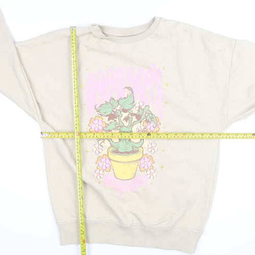 Harry Potter Women Beige Mandrake Print Pullover Sweatshirt Size S 8-10