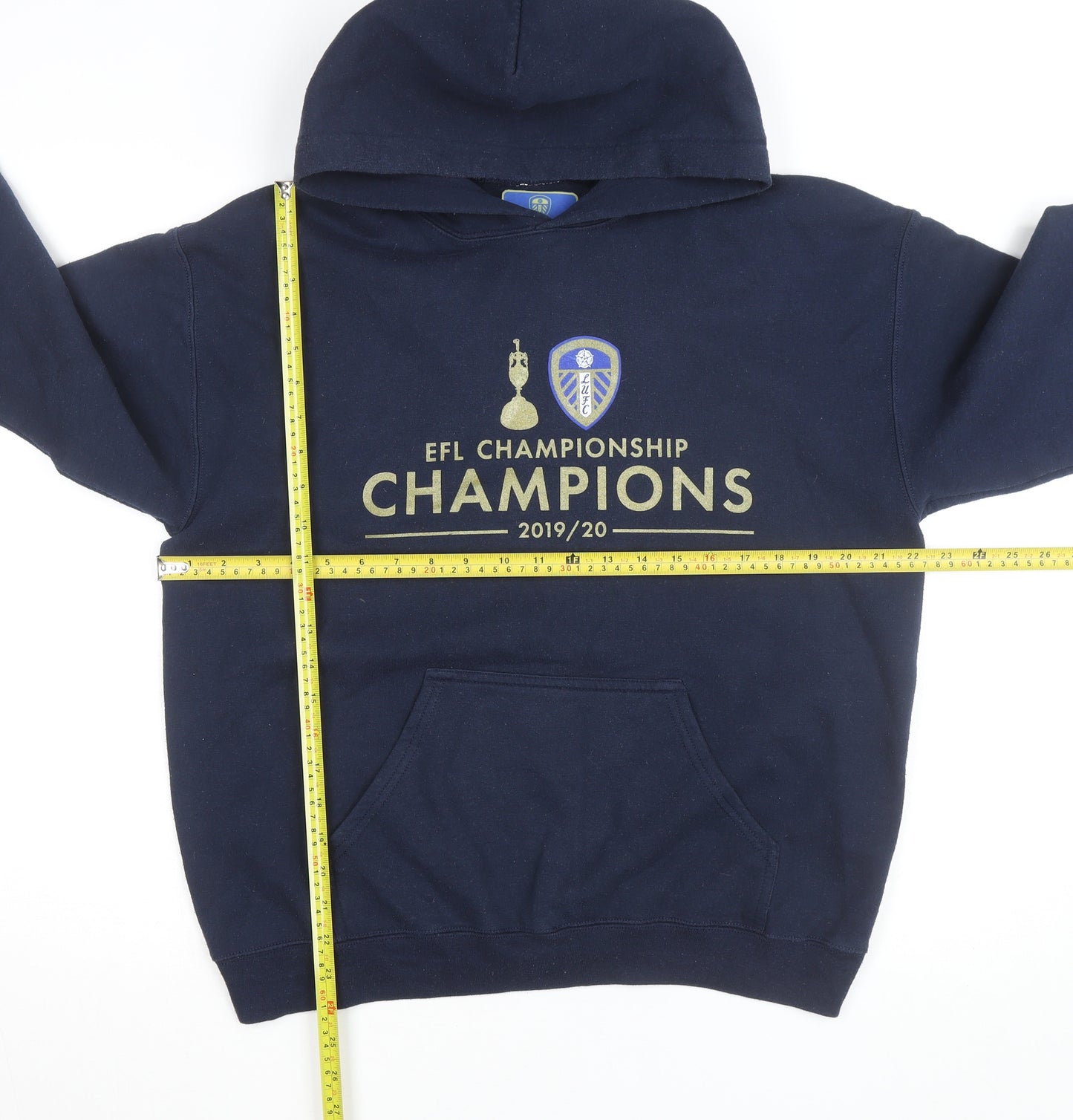Leeds United Men's Blue Pullover Hoodie Medium EFL 2019/20 Champions