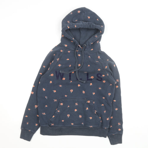Jack Wills Women Blue Floral Pullover Hoodie UK 6