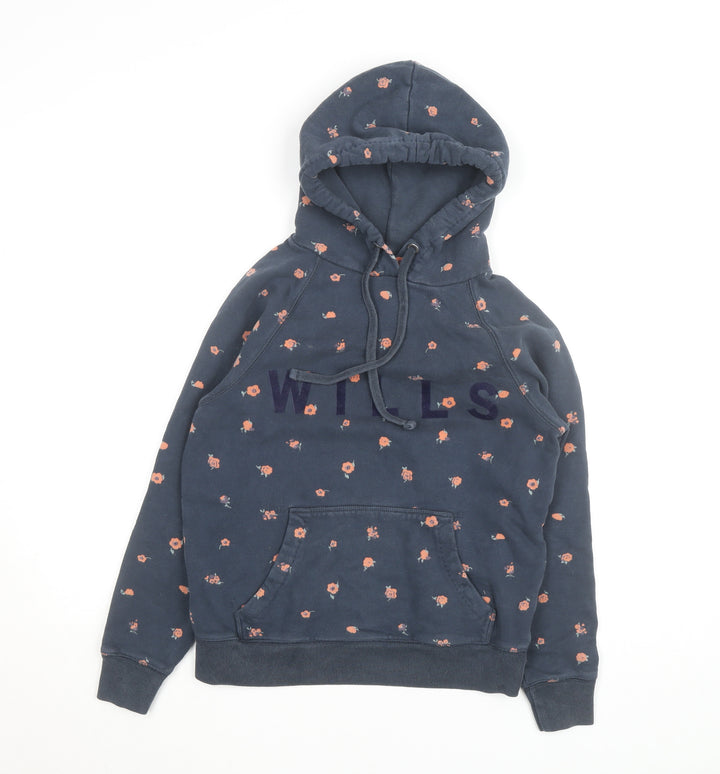 Jack Wills Women Blue Floral Pullover Hoodie UK 6
