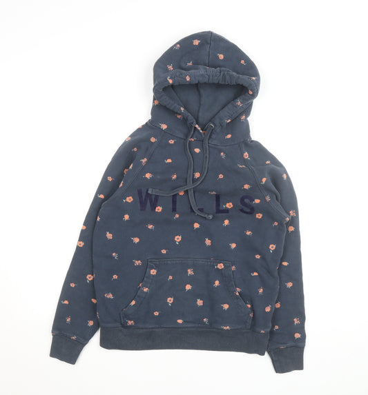 Jack Wills Women Blue Floral Pullover Hoodie UK 6