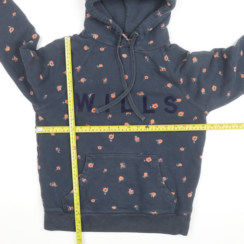 Jack Wills Women Blue Floral Pullover Hoodie UK 6