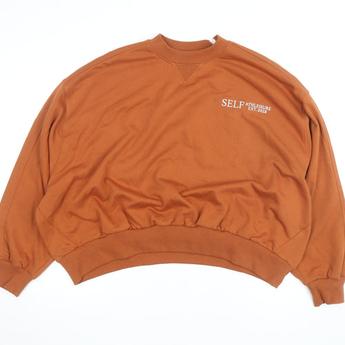 Self Women’s Brown Oversized Crew Neck Sweatshirt XL Cotton
