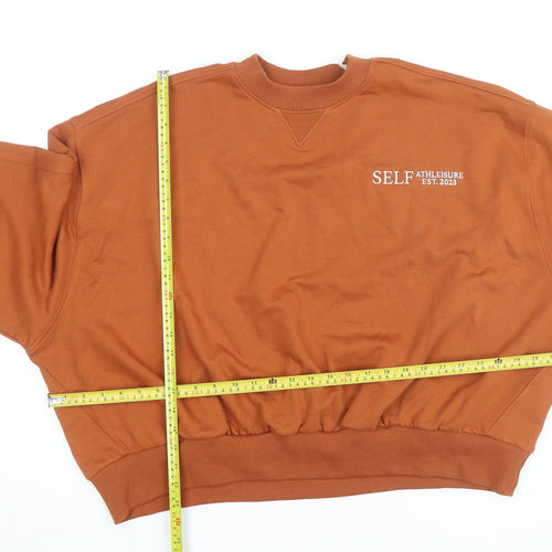 Self Women’s Brown Oversized Crew Neck Sweatshirt XL Cotton