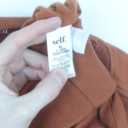 Self Women’s Brown Oversized Crew Neck Sweatshirt XL Cotton
