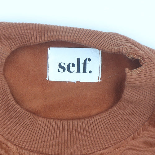 Self Women’s Brown Oversized Crew Neck Sweatshirt XL Cotton