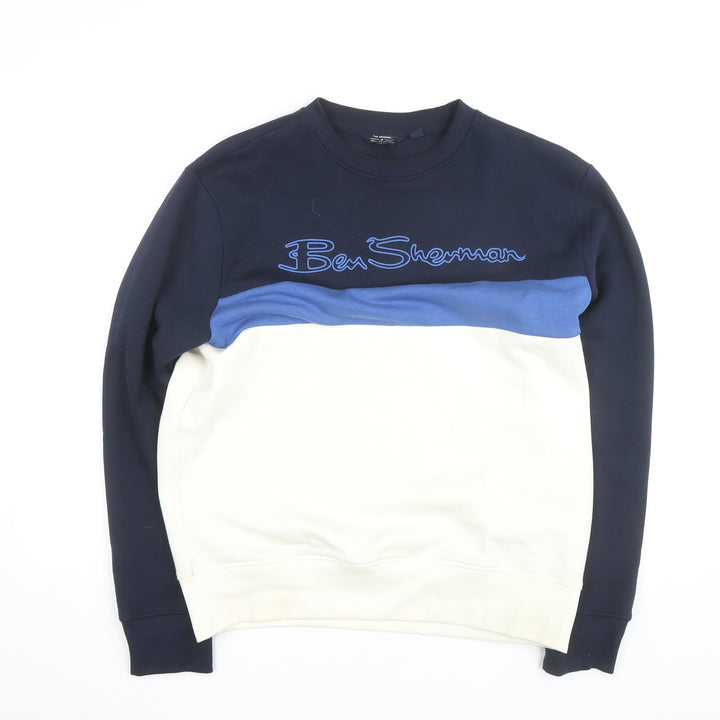 Ben Sherman Men's Blue Colour Block Crew Neck Sweatshirt L