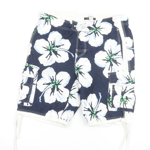 Dunnes Men Blue Floral Cargo Swim Shorts L 36in Polyester Beachwear