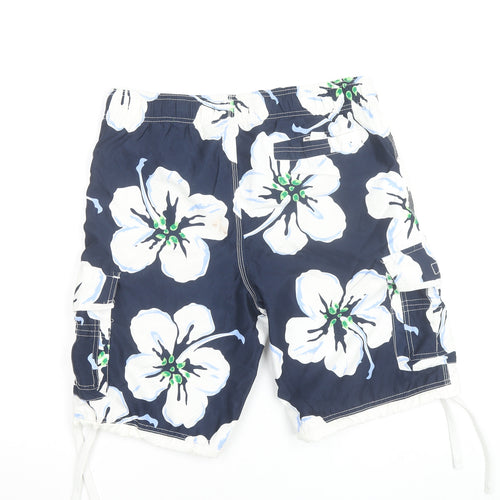 Dunnes Men Blue Floral Cargo Swim Shorts L 36in Polyester Beachwear