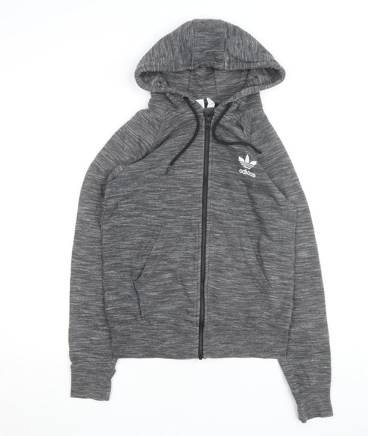 Adidas Men's Grey Full Zip Hoodie Size M Lightweight Sportswear