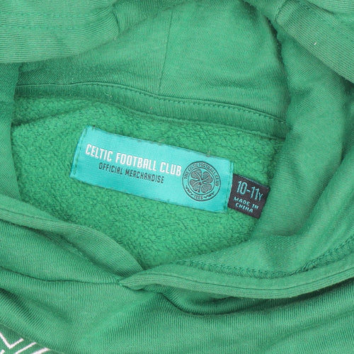 Celtic FC Boys Green Pullover Hoodie 10-11 Years Football Fleece Sweatshirt