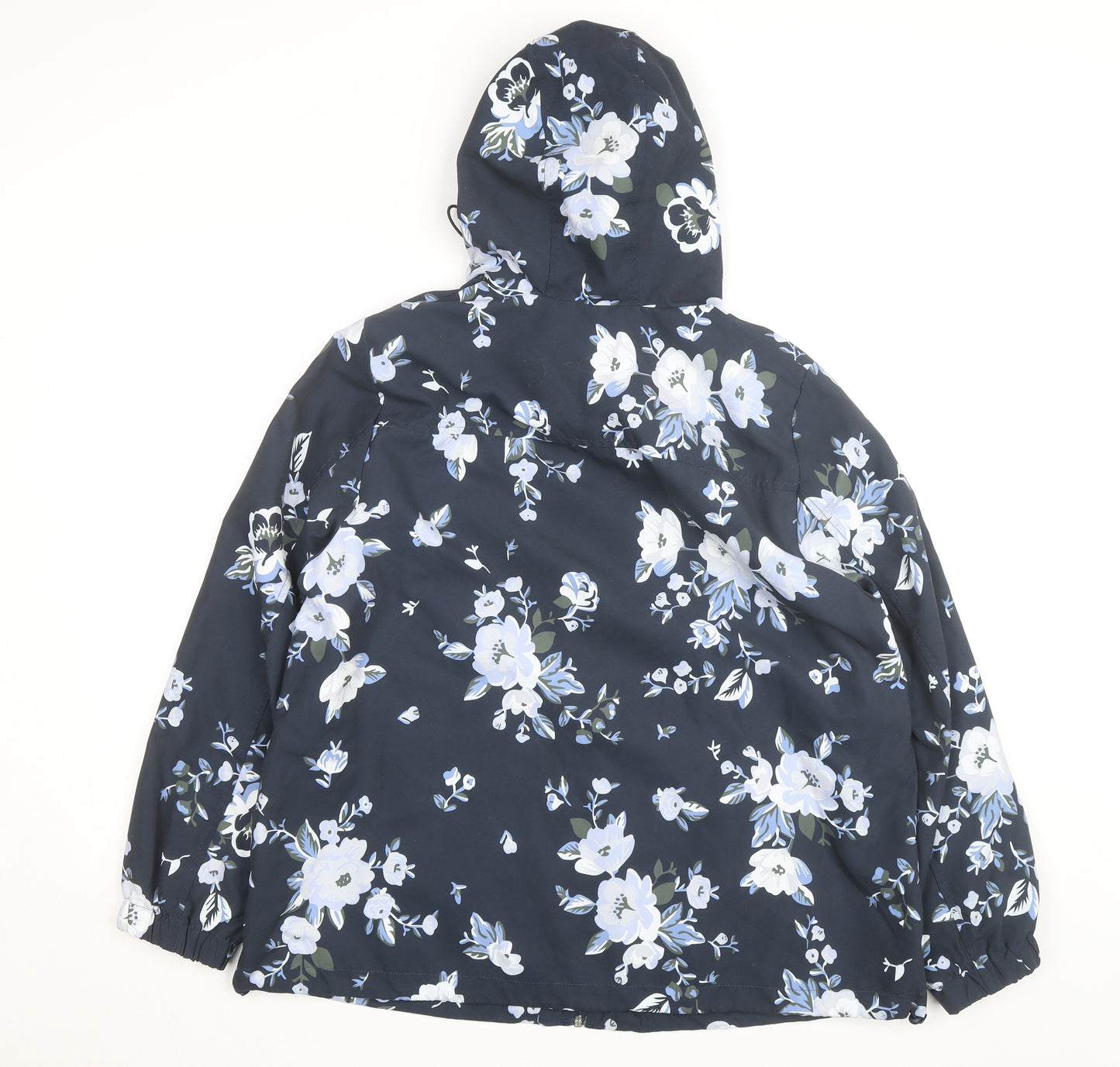 Damart Womens Blue Floral Hooded Rain Coat Jacket Size 18