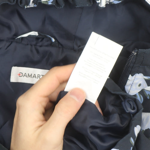 Damart Womens Blue Floral Hooded Rain Coat Jacket Size 18