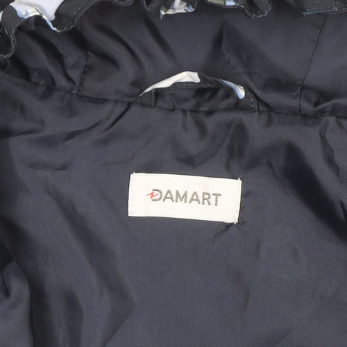 Damart Womens Blue Floral Hooded Rain Coat Jacket Size 18
