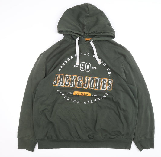 Jack & Jones Men’s Green 3XL Pullover Hoodie +FIT Graphic Sweatshirt