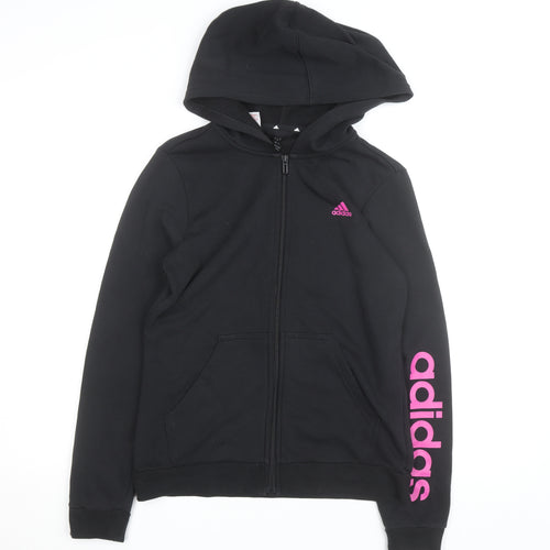 Adidas Womens Black Full Zip Hoodie XL Logo Sleeve Casual Sportswear